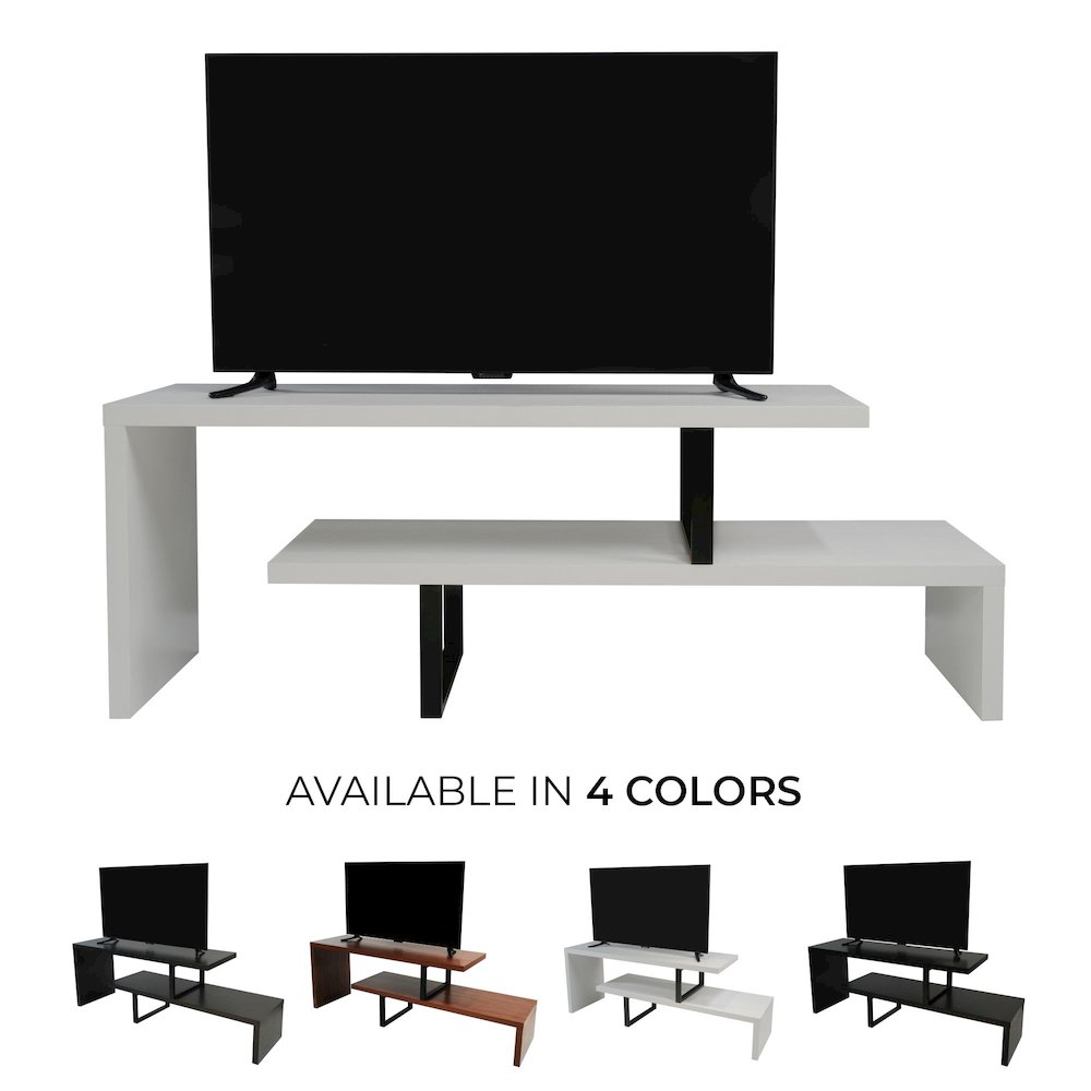 Orford Mid-Century Modern TV Stand in White. Picture 17