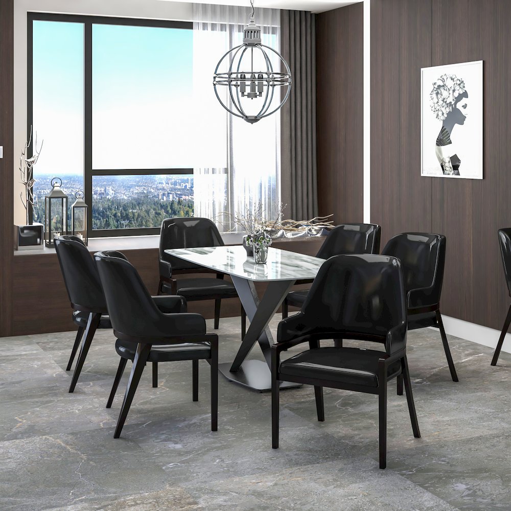 Ethora Collection Modern Wooden Dining Chair in Black. Picture 9