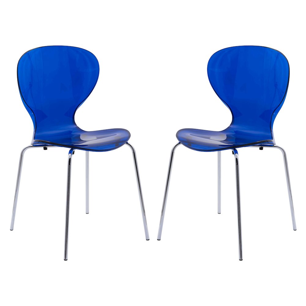 Modern Oyster Transparent Side Chair, Set of 2. Picture 2