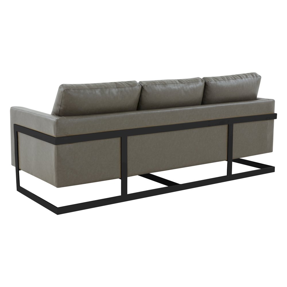 Lincoln Grey Leather Sofa With Black Frame. Picture 7