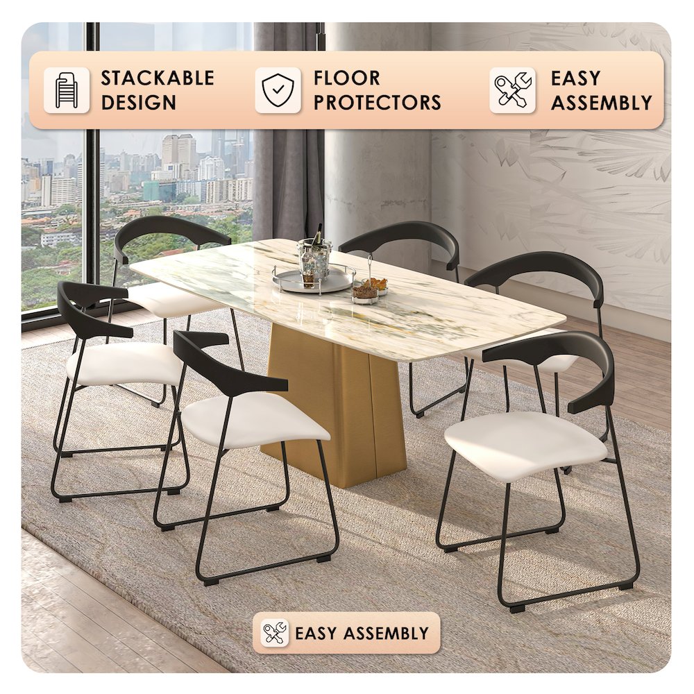 Lyra Collection Modern Chair in Black back and White Seat. Picture 1