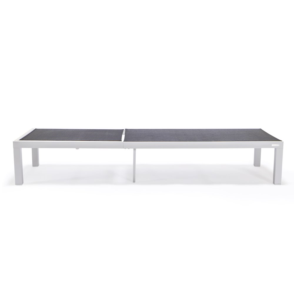 Marlin Patio Chaise Lounge Chair With White Aluminum Frame, Set of 2 in Black. Picture 10