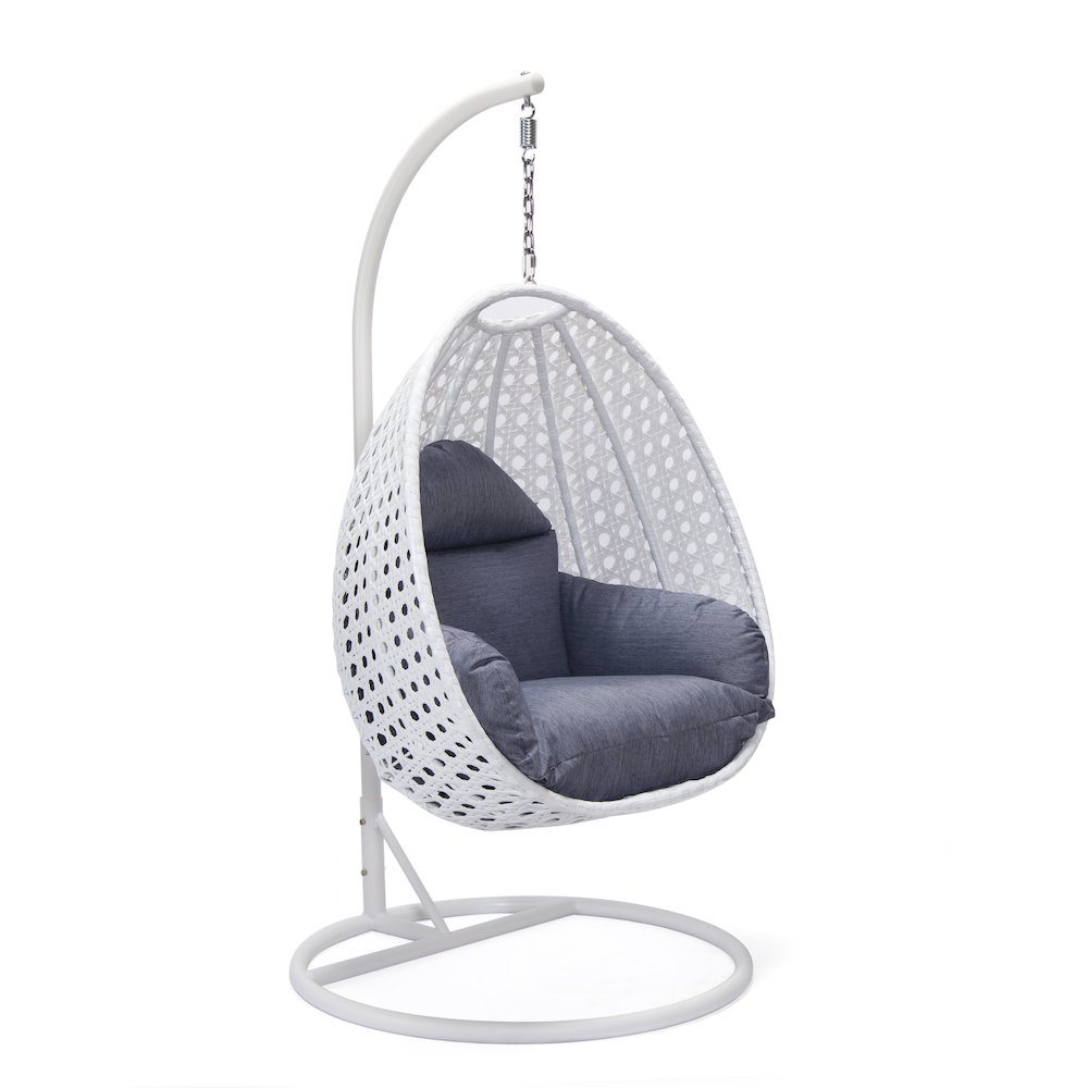 White Wicker Hanging Egg Swing Chair. Picture 1