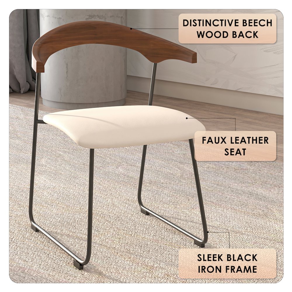 Lyra Collection Modern Chair in Walnut Color back and Taupe Seat. Picture 18
