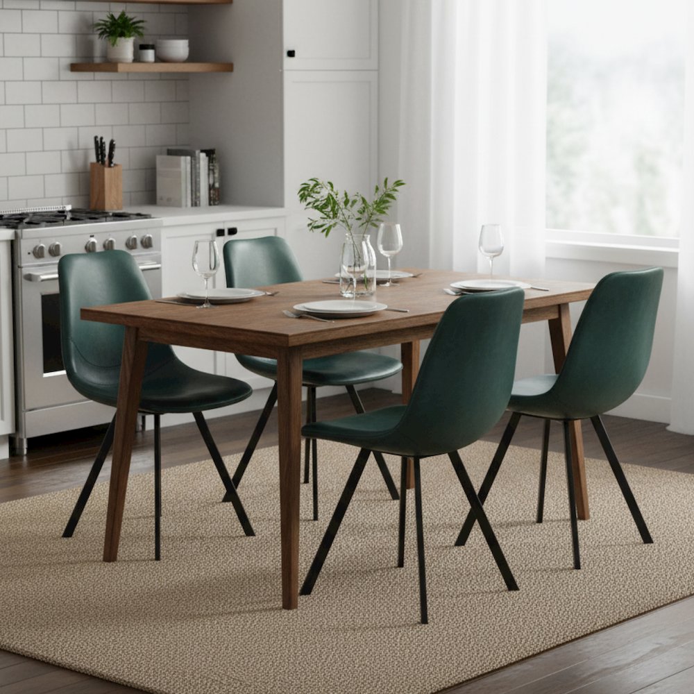 Markley Modern Leather Dining Chair With Metal Legs. Picture 12