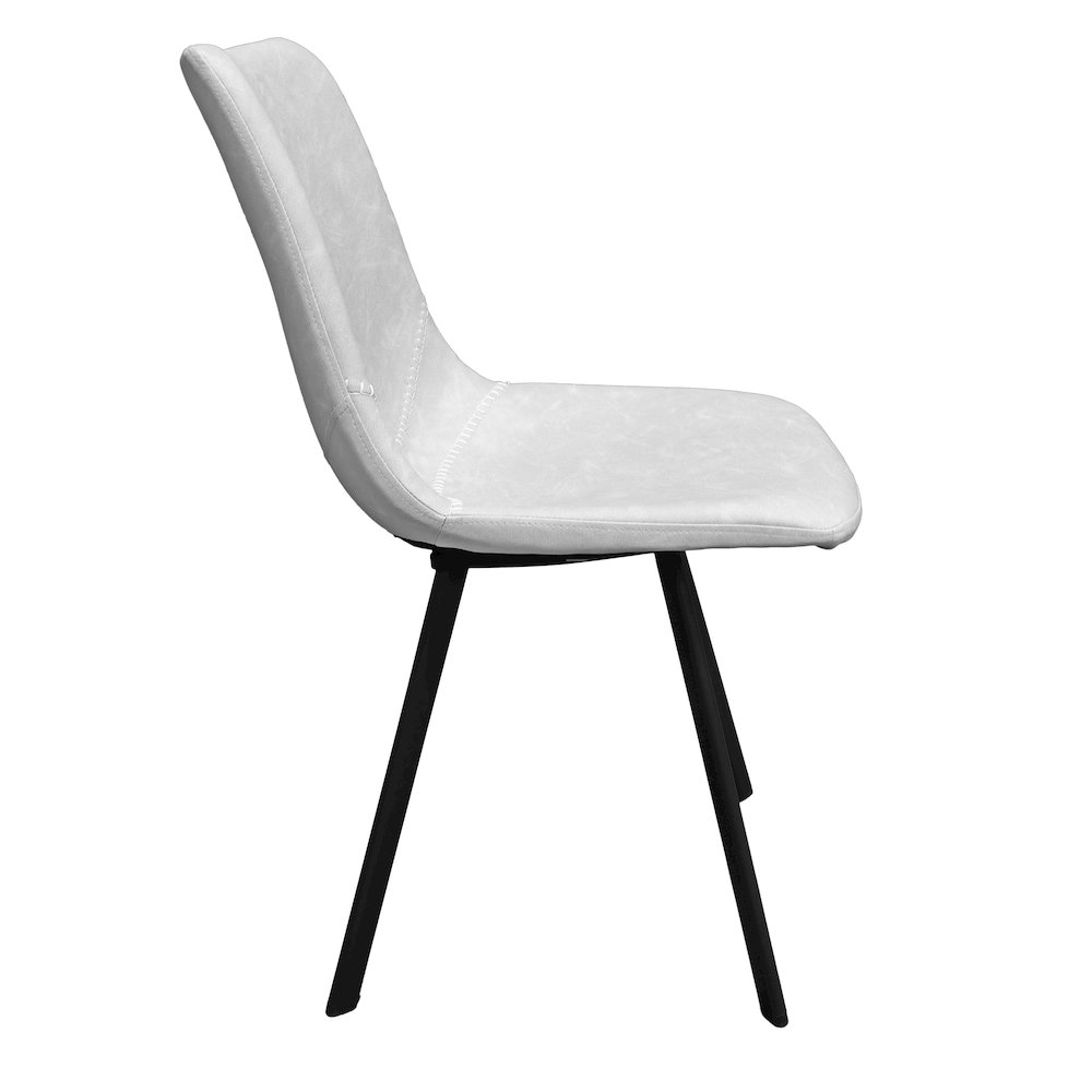 Markley Modern Leather Dining Chair With Metal Legs Set of 4, Light Grey. Picture 4