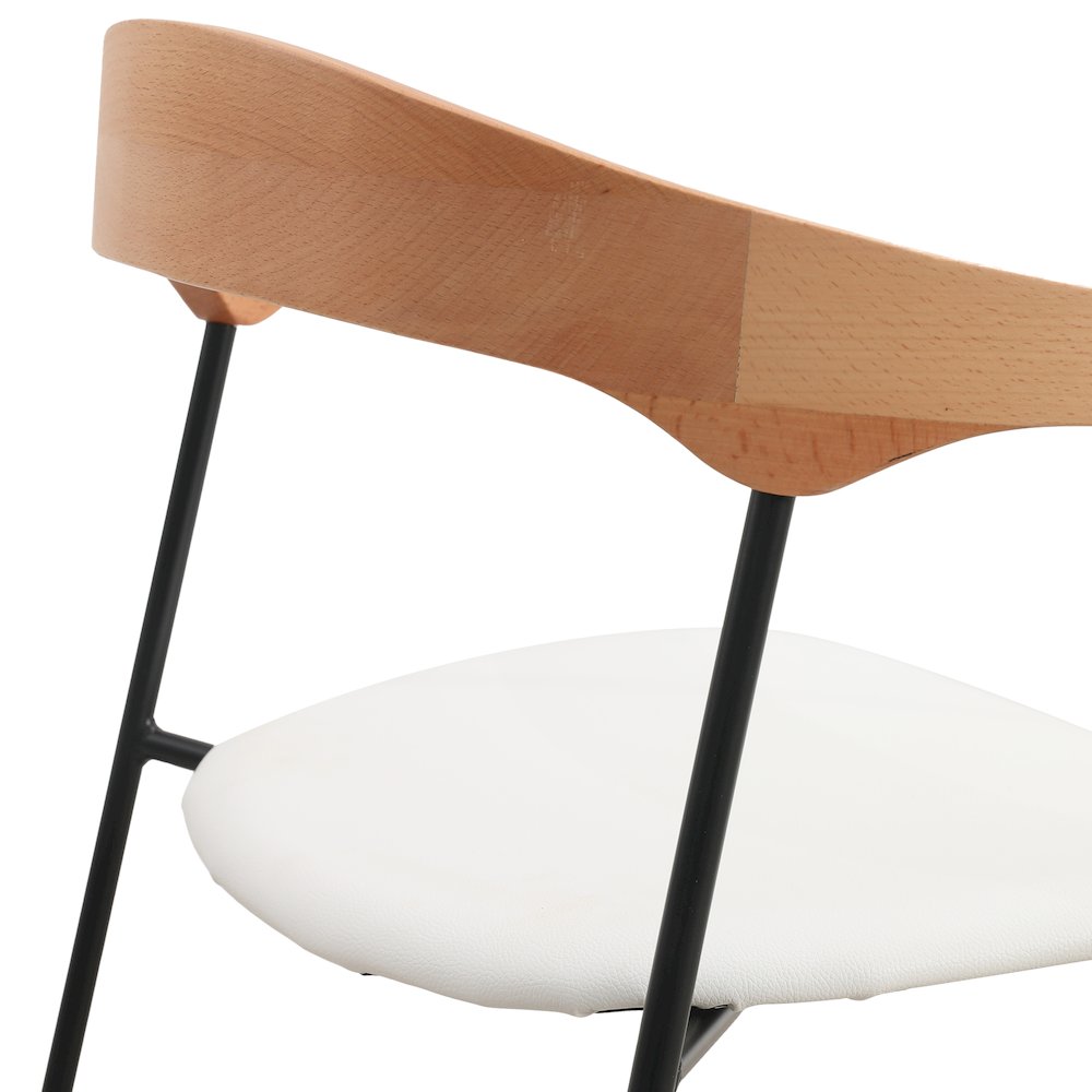 Lyra Collection Modern Chair in Natural Wood back and White Seat. Picture 14