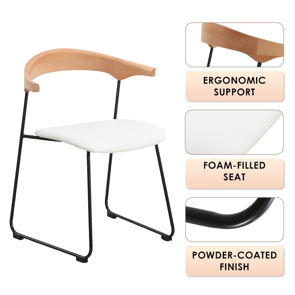 Lyra Collection Modern Chair in Natural Wood back and White Seat. Picture 20