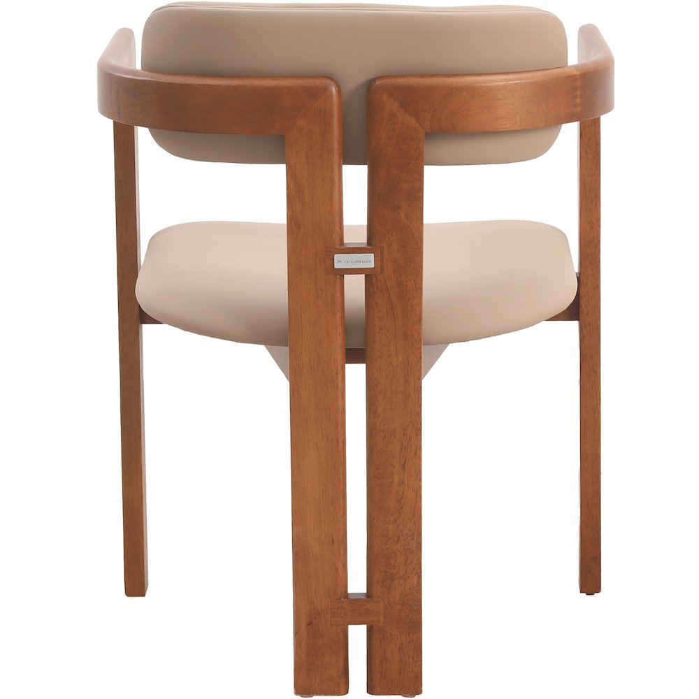 Velo Series Modern Dining Chair in Dark Natural Wood with Taupe Seat. Picture 9
