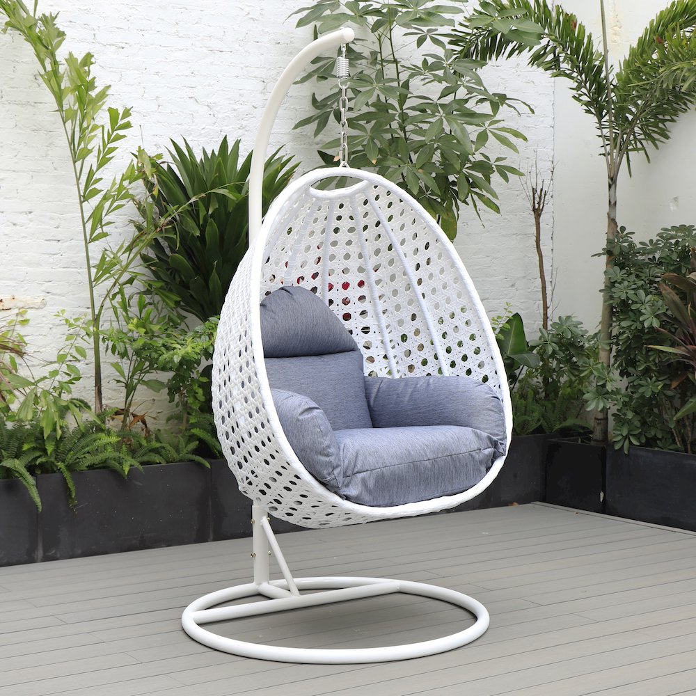 White Wicker Hanging Egg Swing Chair. Picture 2