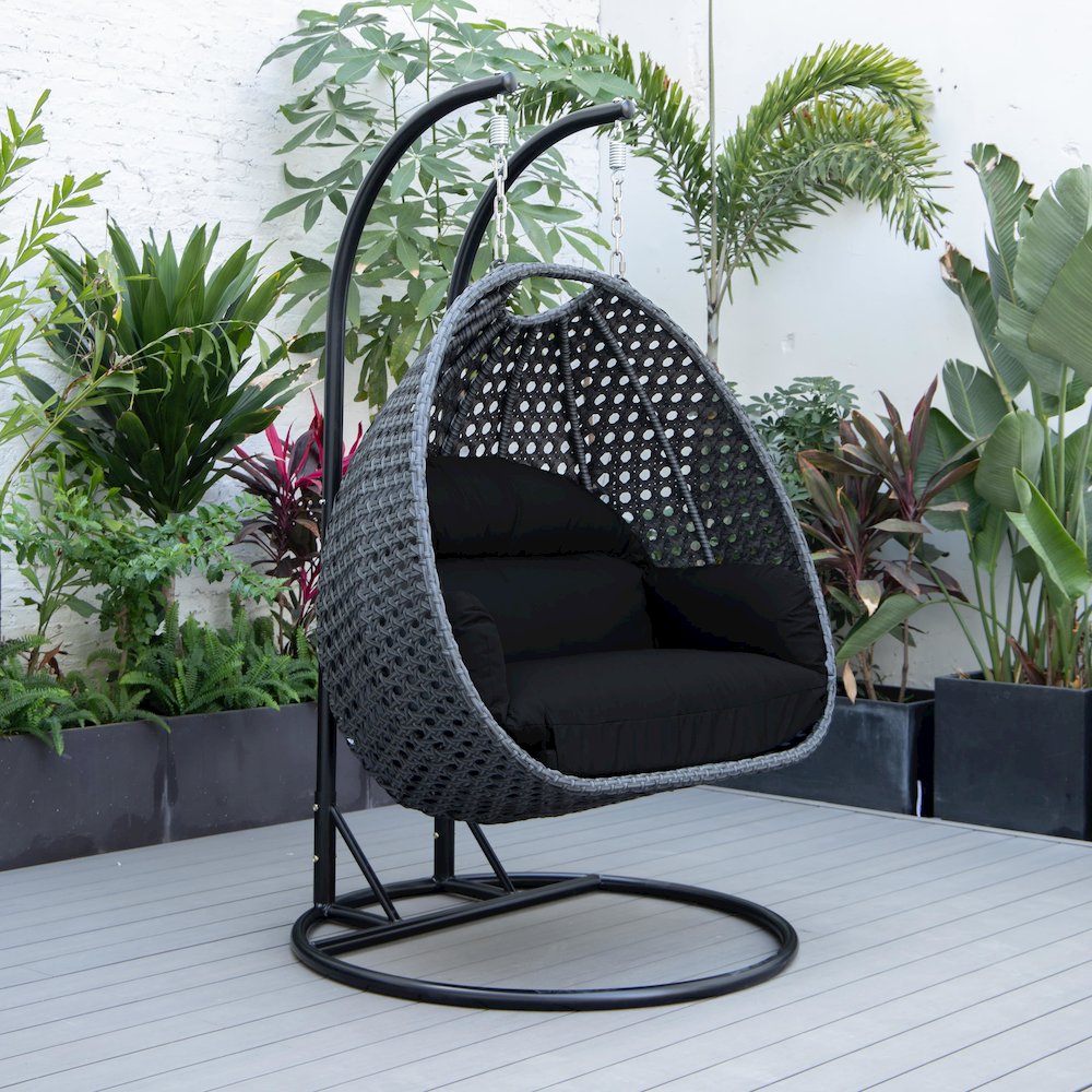 Mendoza Charcoal Wicker Hanging 2 person Egg Swing Chair. Picture 2