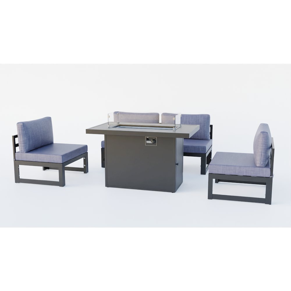 Chelsea 5-Piece Middle Patio Chairs and Fire Pit Table. Picture 4