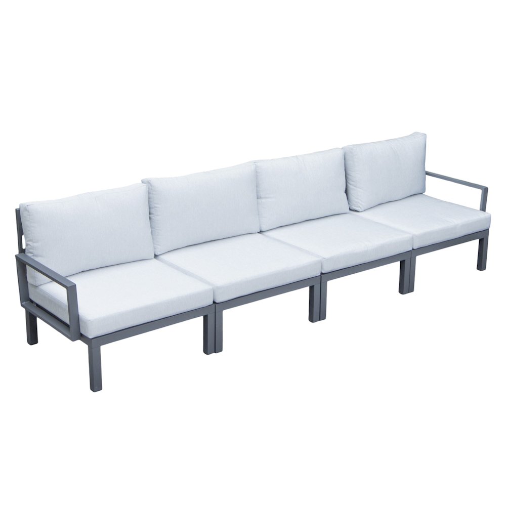 Hamilton Aluminum Patio 4-Seater Sofa With Cushions in Light Grey. Picture 4
