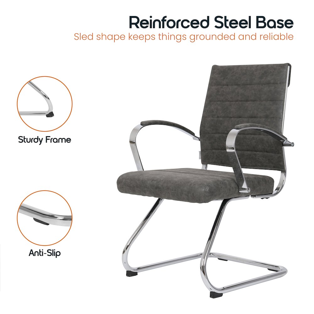 Benmar Home Leather Guest Office Chair in Charcoal. Picture 38