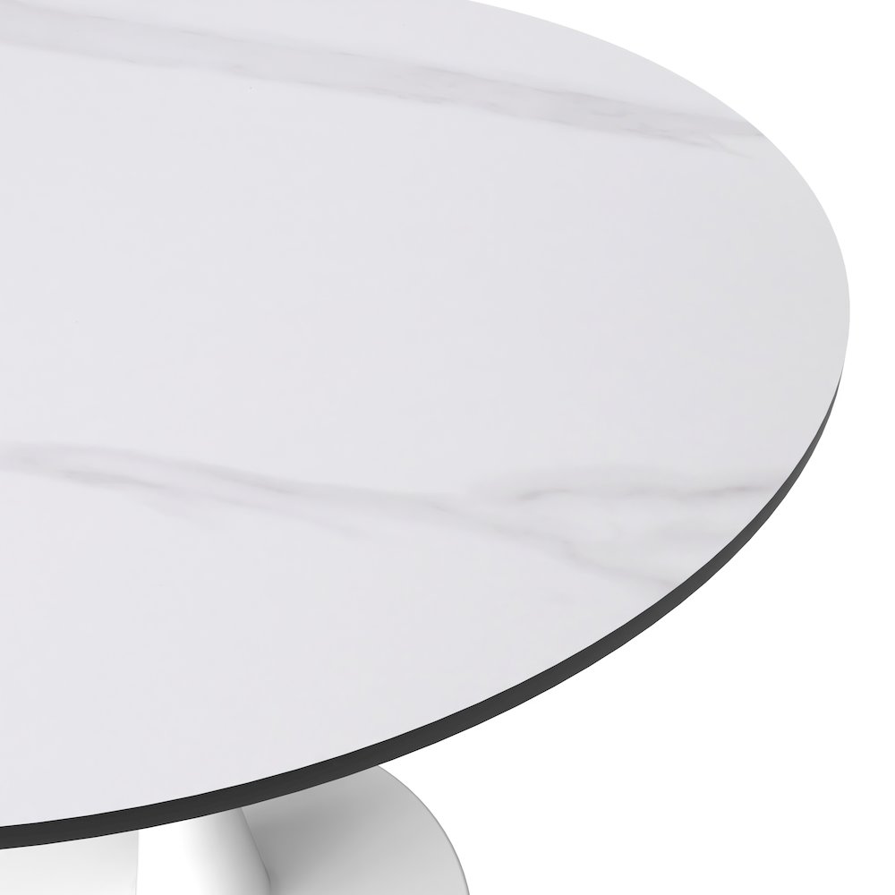 Bristol 31" round dining table White base with White Sintered stone Top. Picture 5