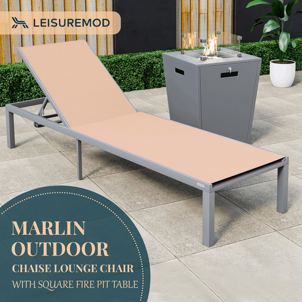 Marlin Modern Grey Aluminum Outdoor Patio Chaise Lounge Chair. Picture 5
