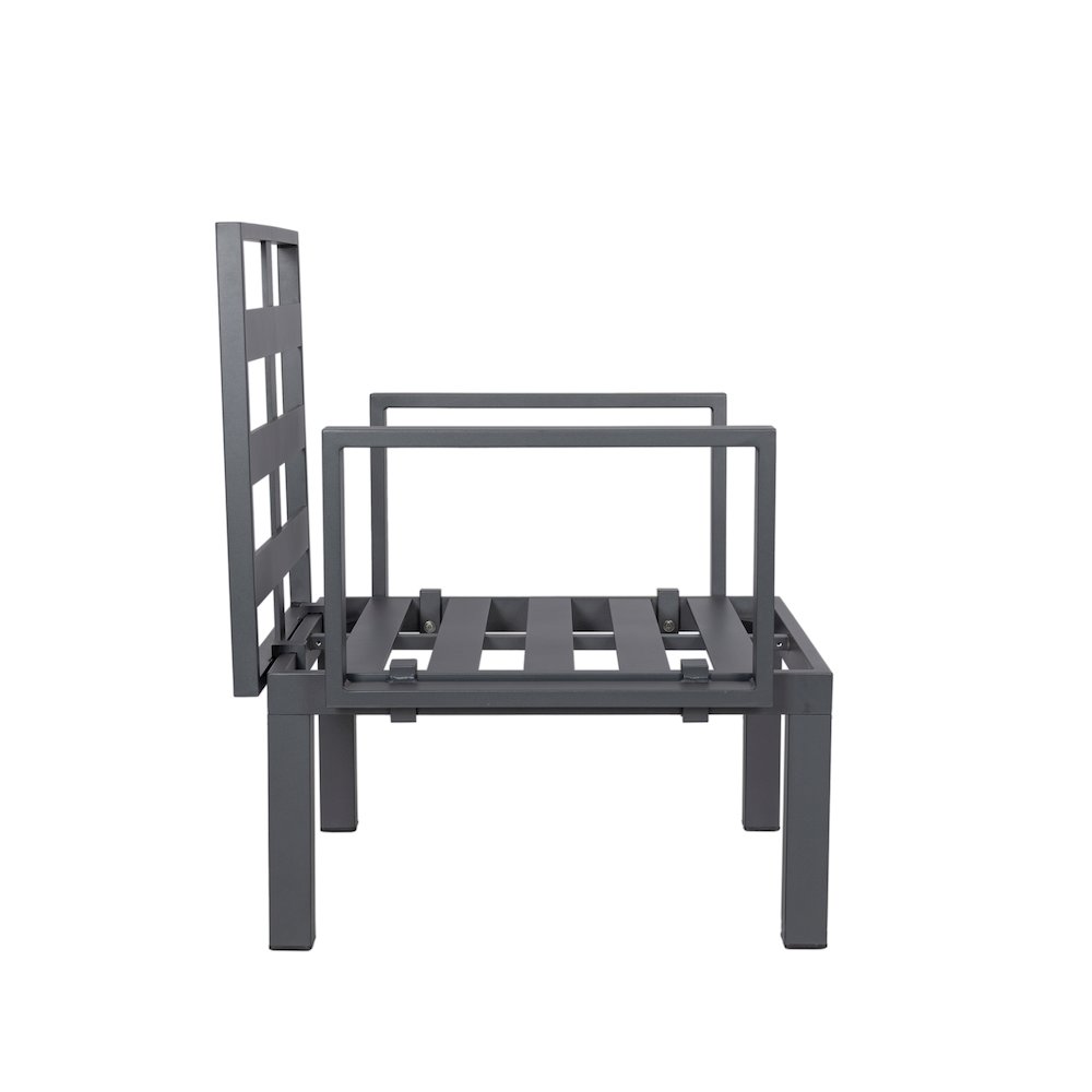Chelsea 7-Piece Patio Sectional And Fire Pit Table Black Aluminum With Cushions. Picture 8
