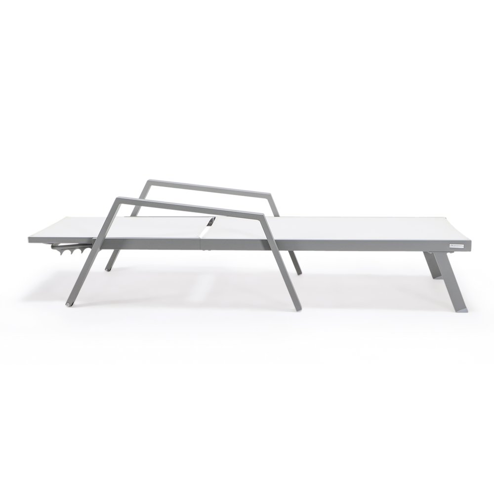 Marlin Patio Chaise Lounge Chair With Armrests in Grey Aluminum Frame. Picture 9