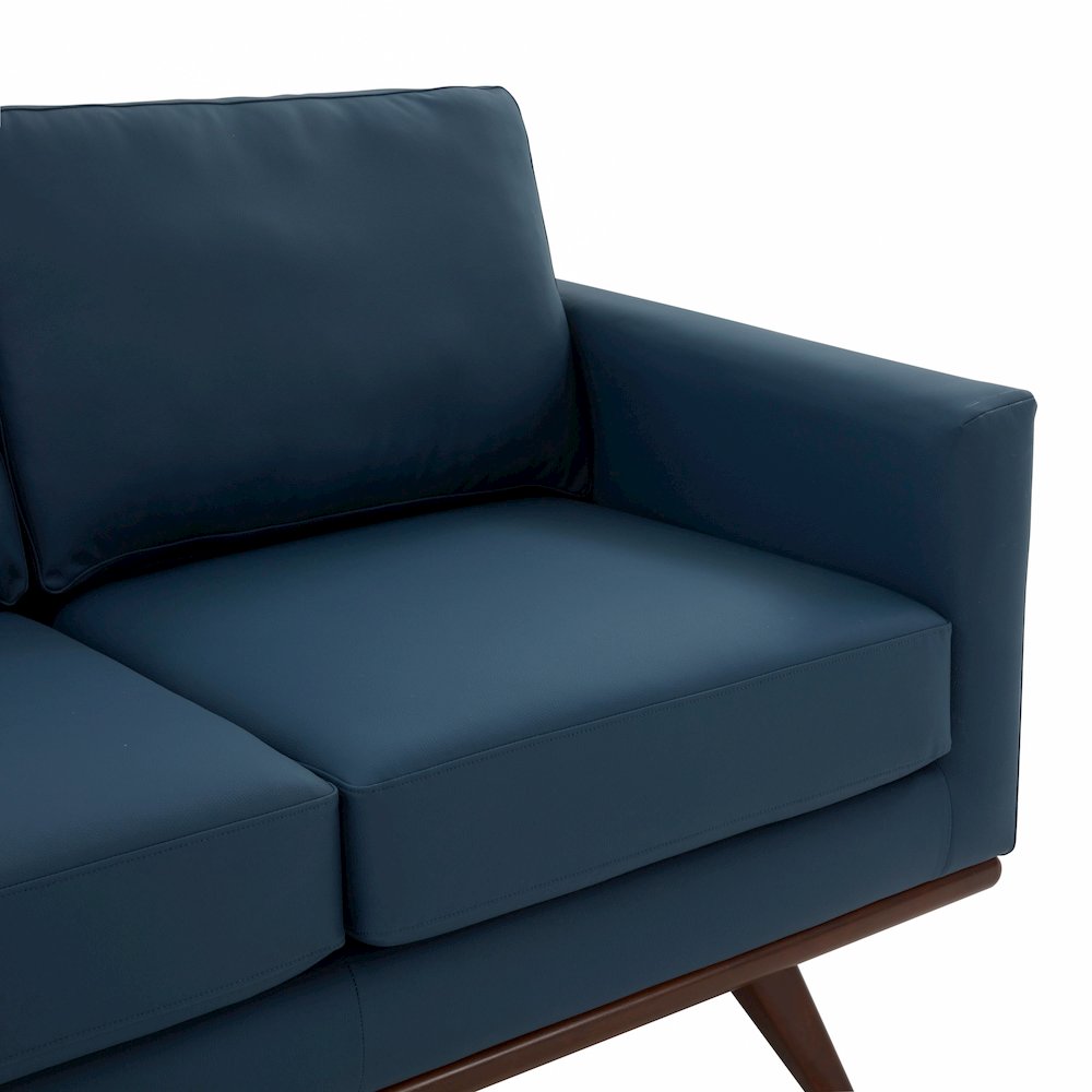 Chester Modern Leather Loveseat With Birch Wood Base. Picture 11