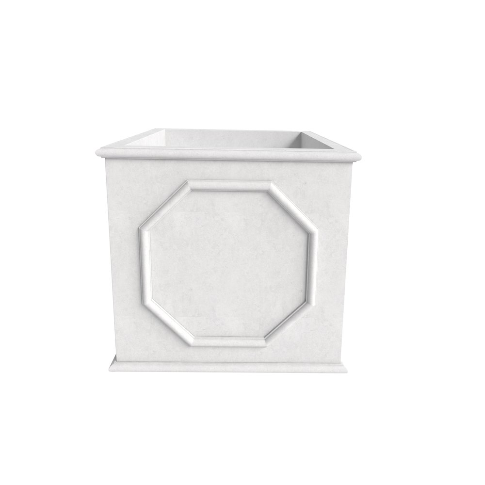Sprout Series Cubic Fiber Stone Planter in White 15 Cube. Picture 3