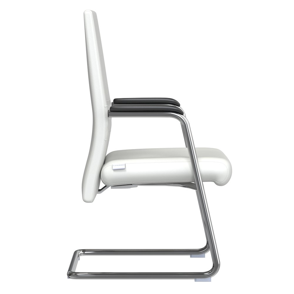 Aleen Series Guest Office Chair In White Leather. Picture 22