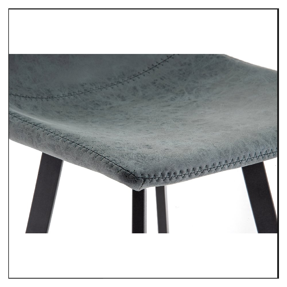 Elland Modern Upholstered Leather Bar Stool With Iron Legs & Footrest. Picture 2