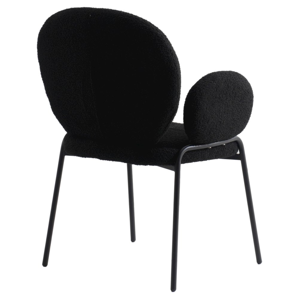 Celestial Series Boucle Dining Arm Chair, Black Frame with Black Fabric Set of 2. Picture 5