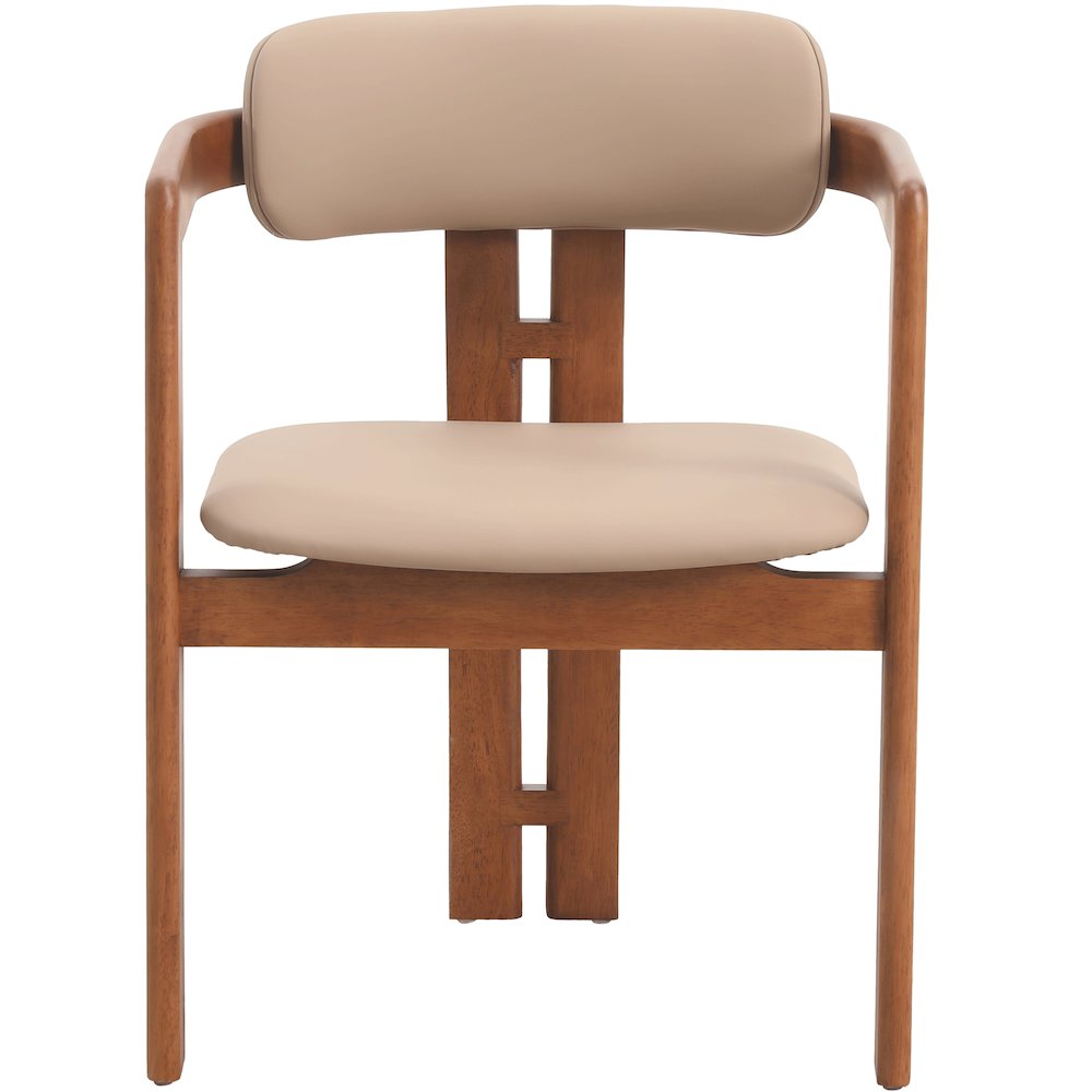 Velo Series Modern Dining Chair in Dark Natural Wood with Taupe Seat. Picture 7