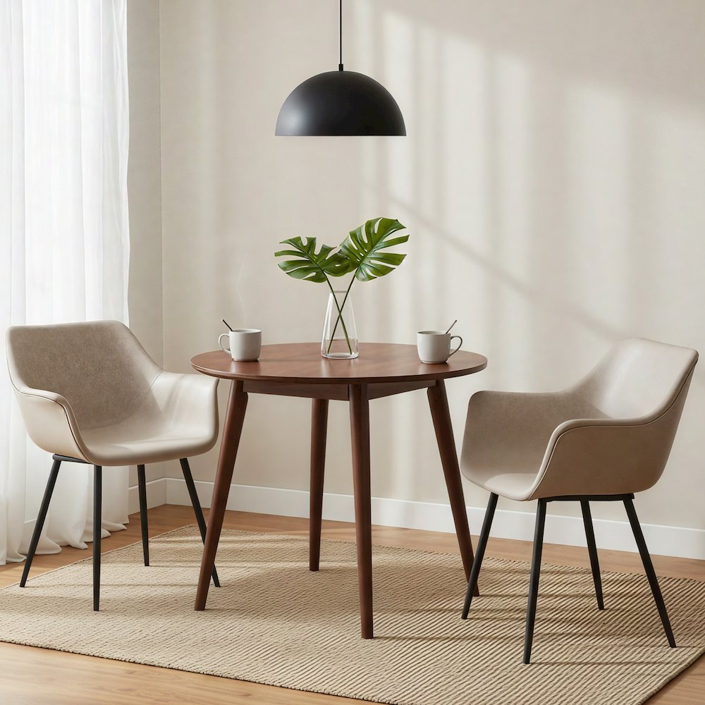 Markley Modern Leather Dining Arm Chair With Metal Legs. Picture 16