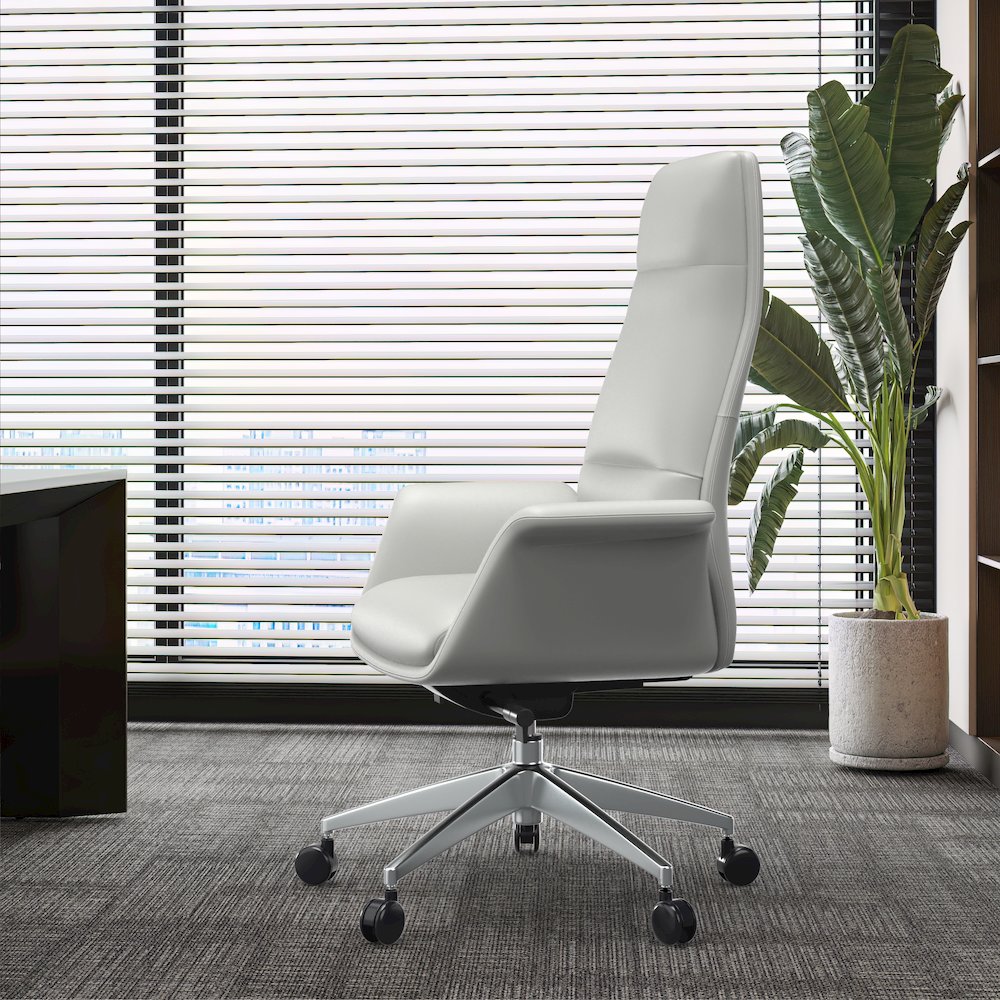 Summit Series Tall Office Chair In White Leather. Picture 8