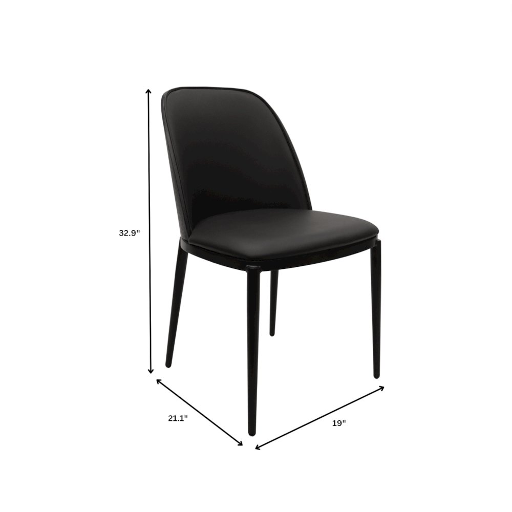Tule Collection Dining Chair, Black Frame With Black Leather. Picture 1