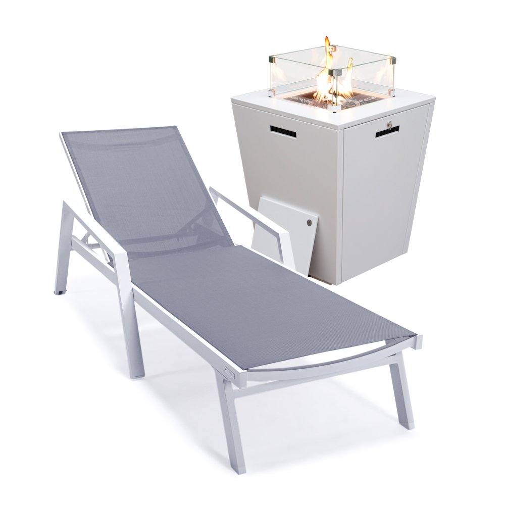 Marlin Modern White Aluminum Outdoor Patio Chaise Lounge Chair. Picture 6
