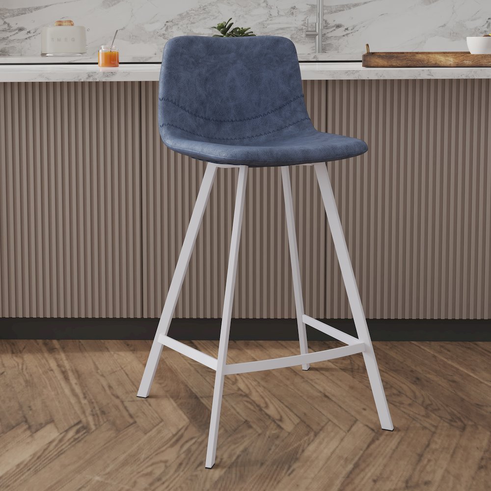 Elland - Counter stool - Peacock Blue - White Base. Picture 2