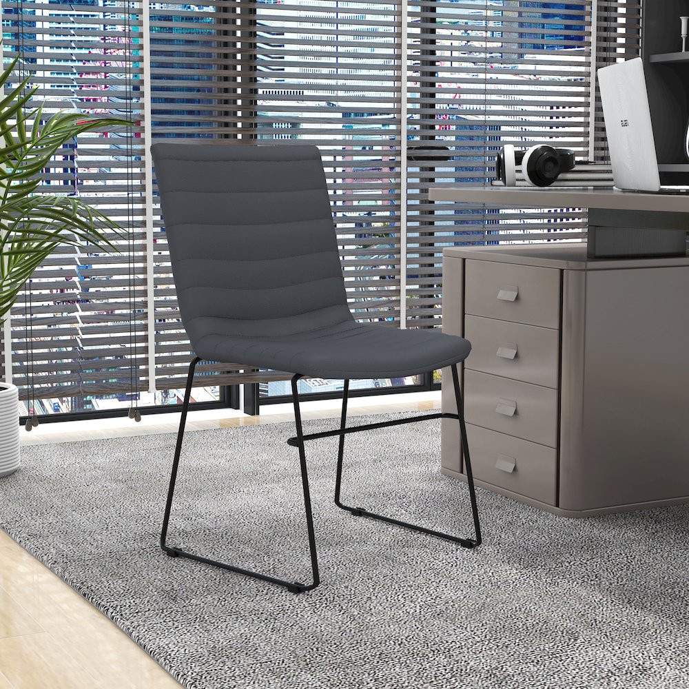 Zylar Series Office Guest Chair in Grey Leather. Picture 10