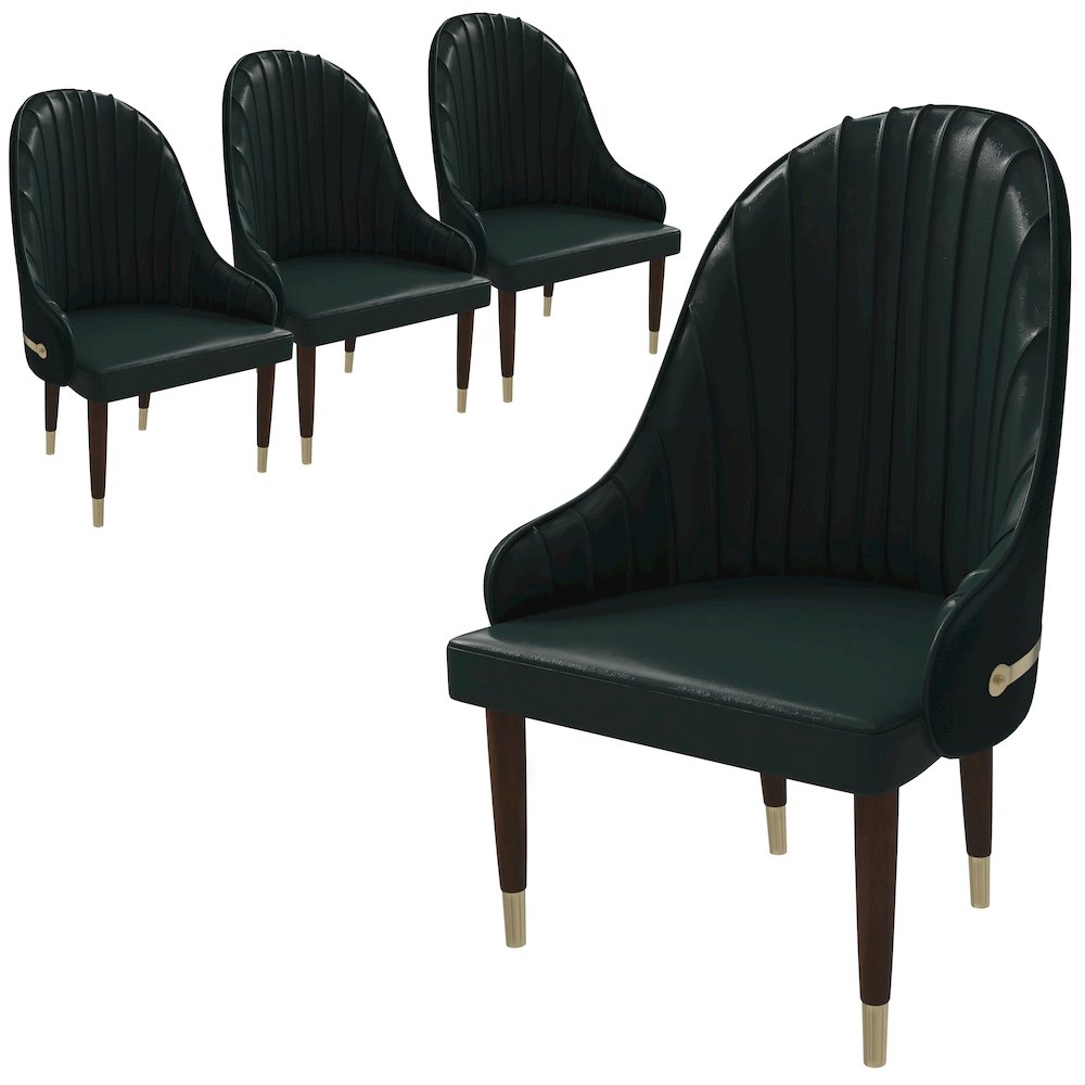 Elara Collection Wooden Dining Chair in Two-Tone Green Set of 4. Picture 10