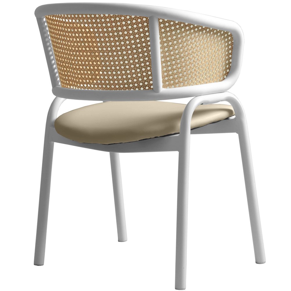 Ervilla - Dining Chair - White frame in Taupe Leather Set of 2. Picture 11
