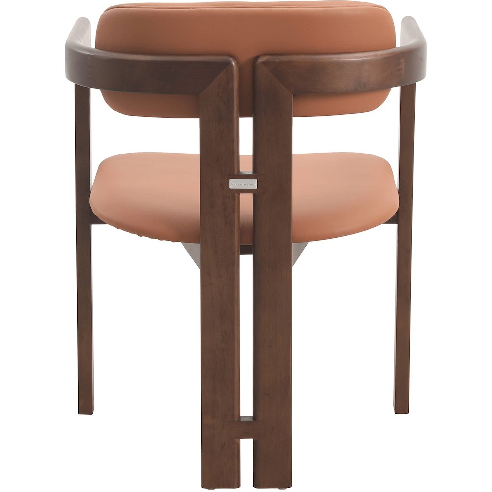 Velo Series Modern Dining Chair in Black Walnut Wood with Dark Brown Seat. Picture 4