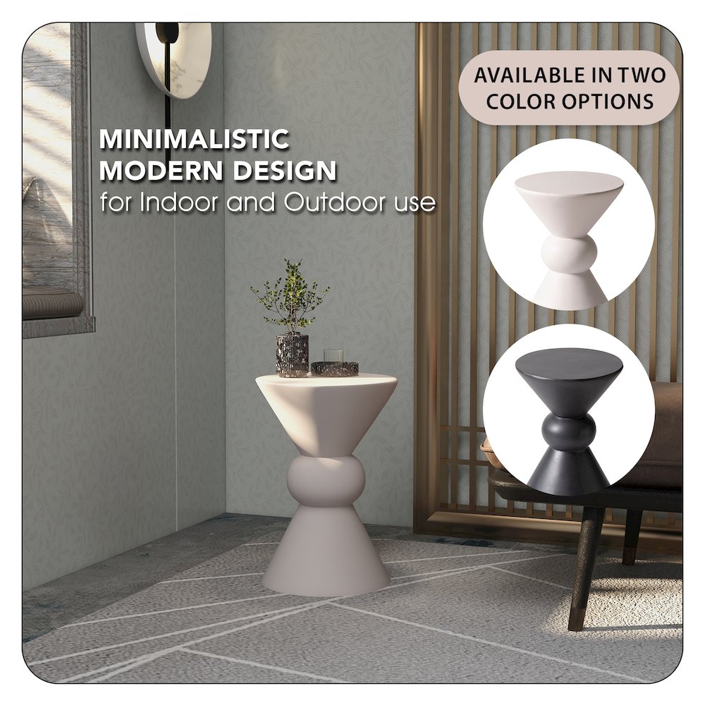 Echo Collection Fiberglass Outdoor Side Table in Cream. Picture 11