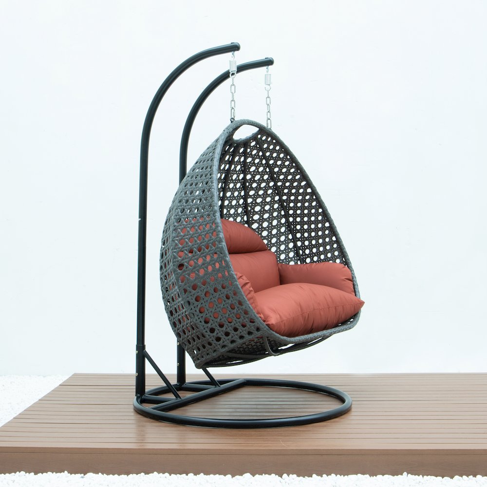 Charcoal Wicker Hanging 2 person Egg Swing Chair. Picture 2