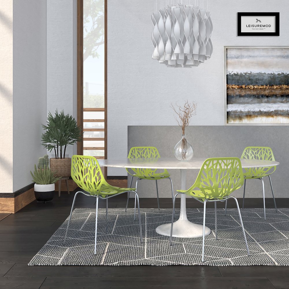 Modern Asbury Dining Chair w/ Chromed Legs, Set of 4. Picture 9