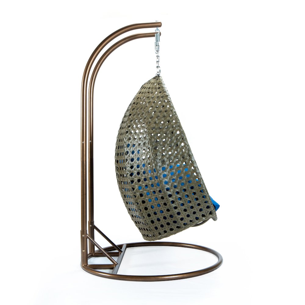 Beige Wicker Hanging 2 person Egg Swing Chair. Picture 5