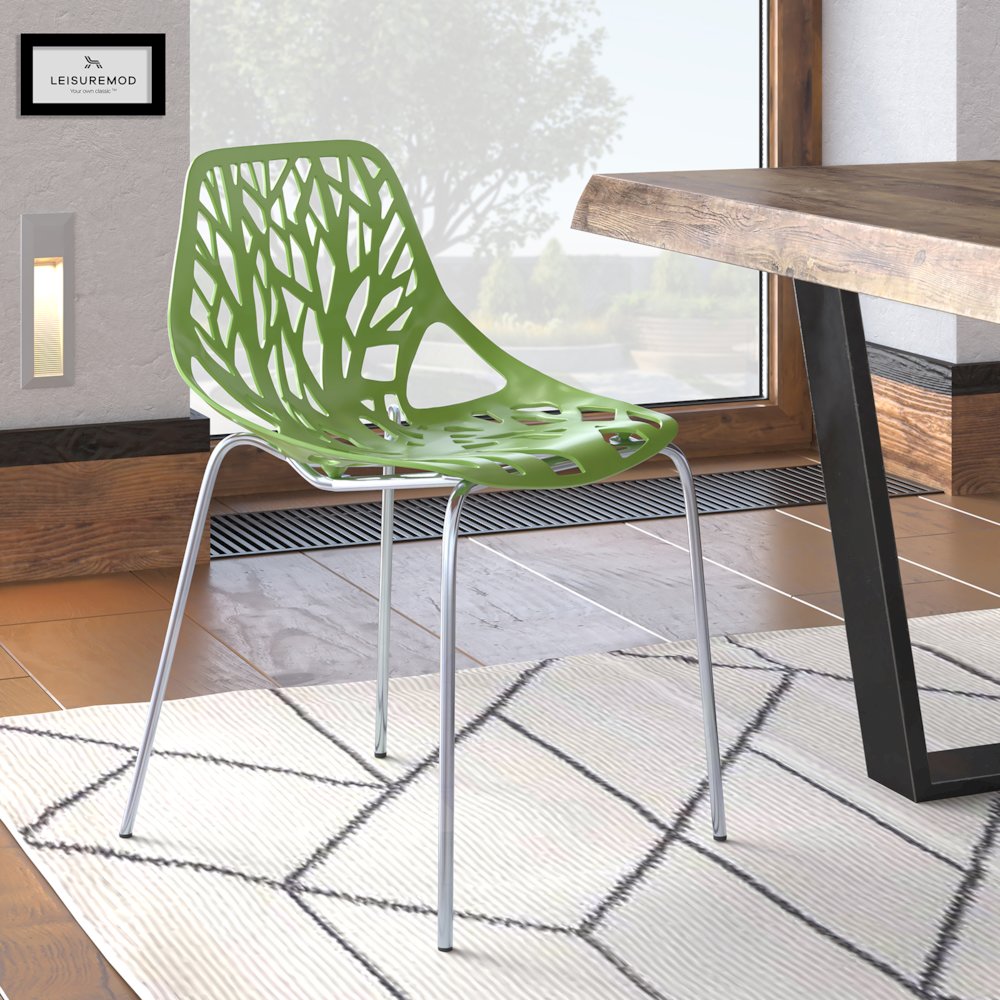Modern Asbury Dining Chair w/ Chromed Legs. Picture 7
