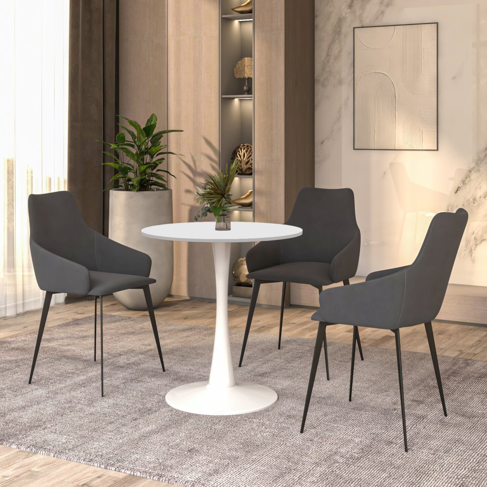 Leisyremod Bristol 27" Round Dining Table White base with White top. Picture 24