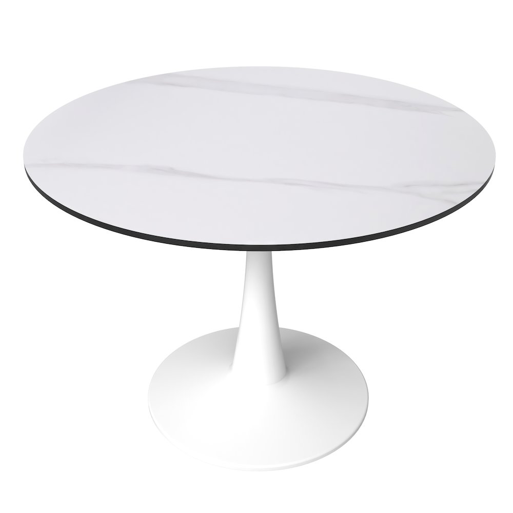 Bristol 40" round dining table White base with White Sintered stone Top. Picture 9