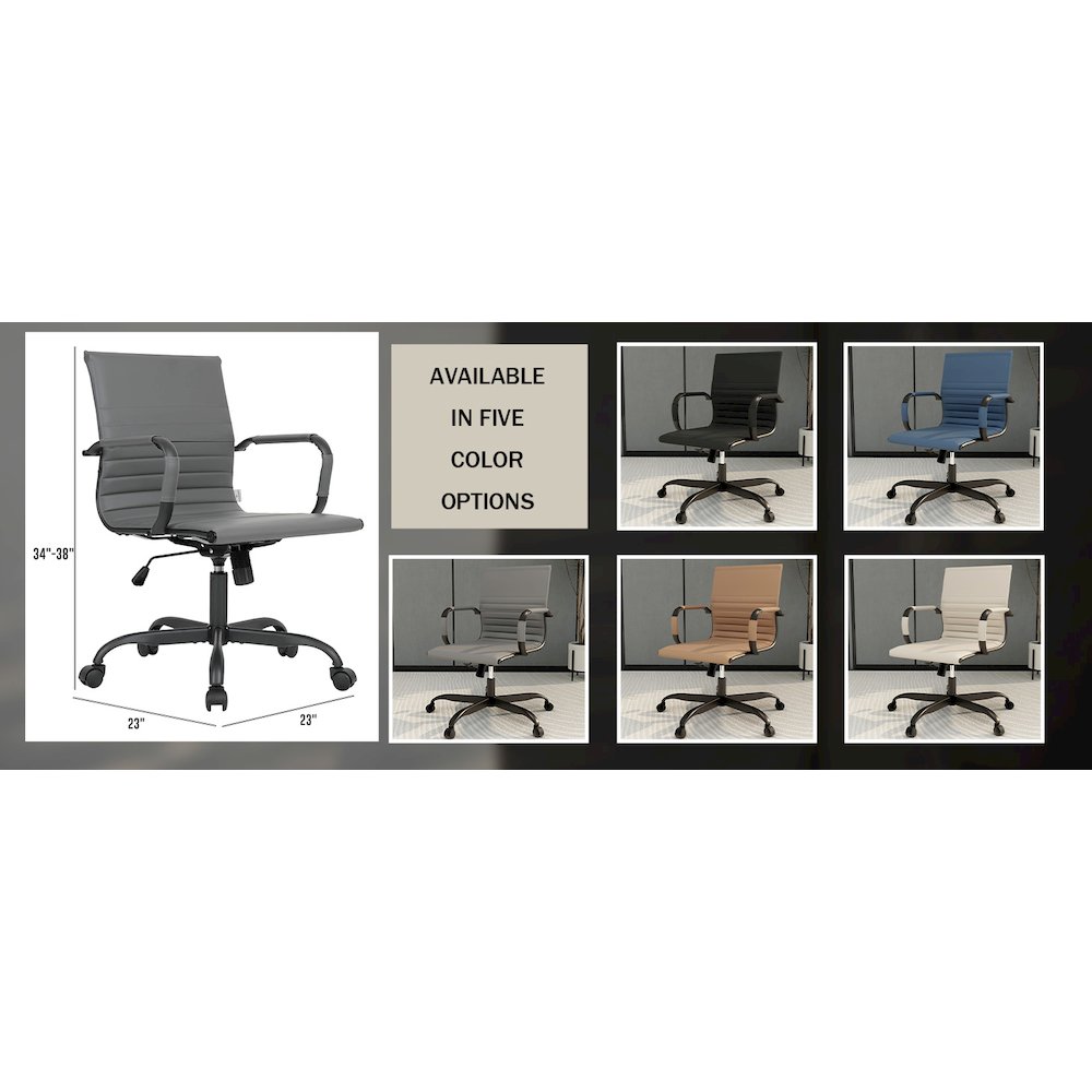 Harris Leather Home Office Chair in Grey With Black Frame. Picture 6