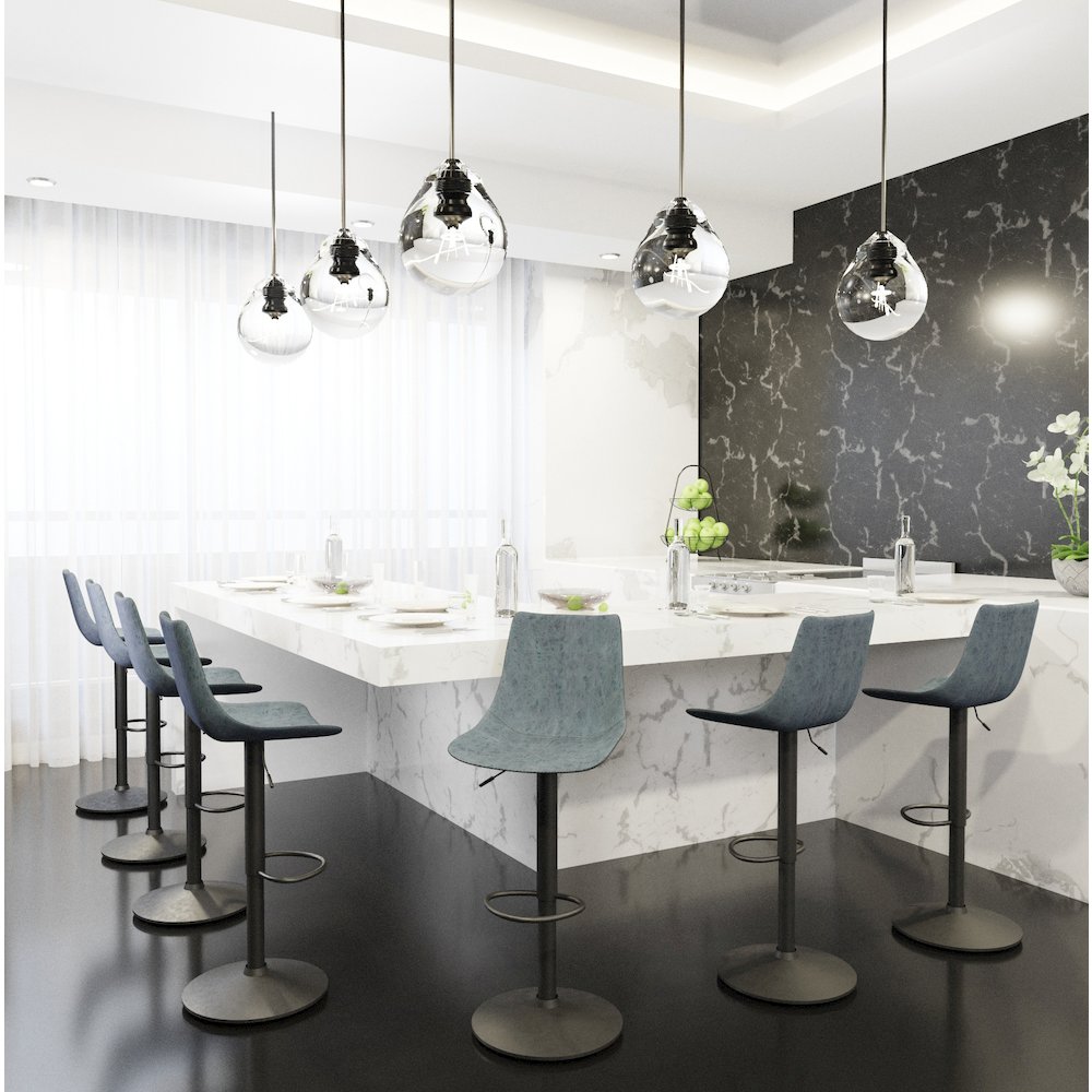Tilbury Modern Adjustable Bar Stool in Peacock Blue. Picture 8
