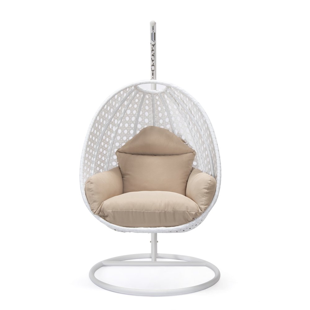 White Wicker Hanging Egg Swing Chair. Picture 3
