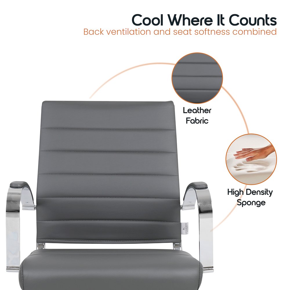 Benmar Home Leather Guest Office Chair in Grey. Picture 20