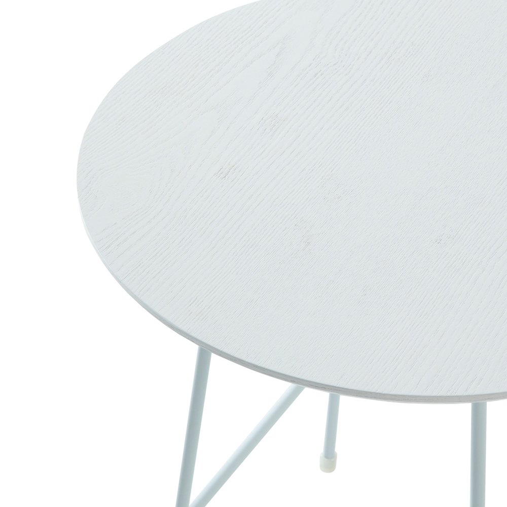 Rossmore Mid Century Modern Round Side Table With White Steel Frame. Picture 13