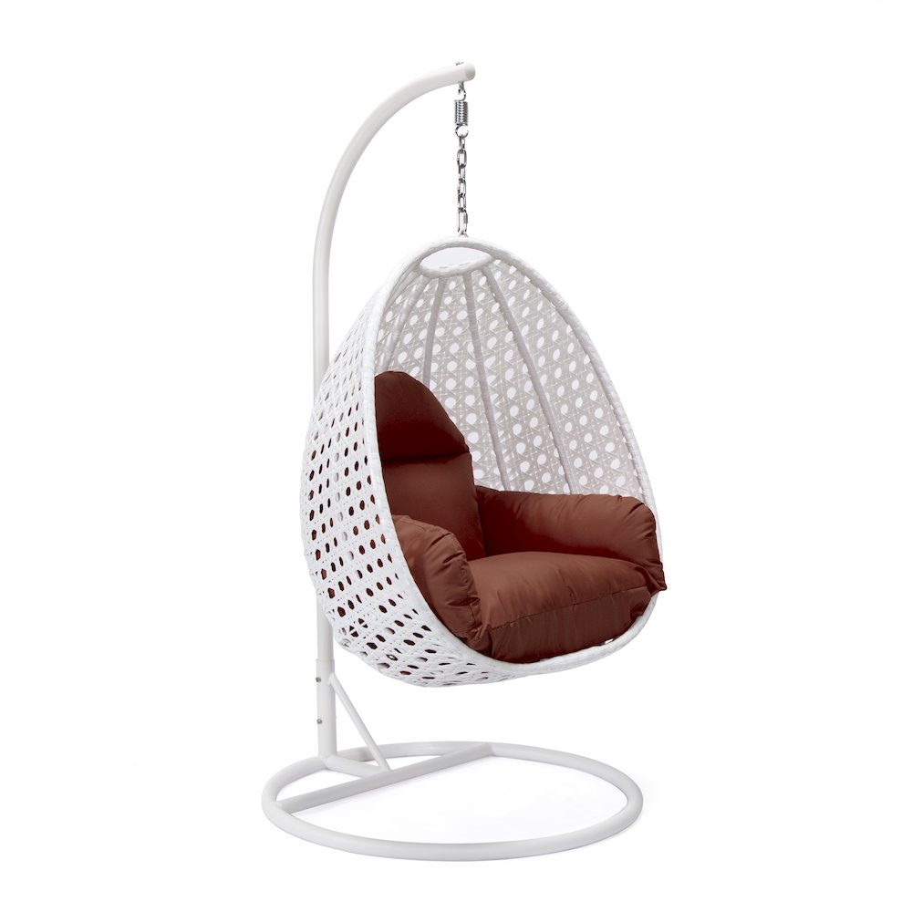 White Wicker Hanging Egg Swing Chair. Picture 1